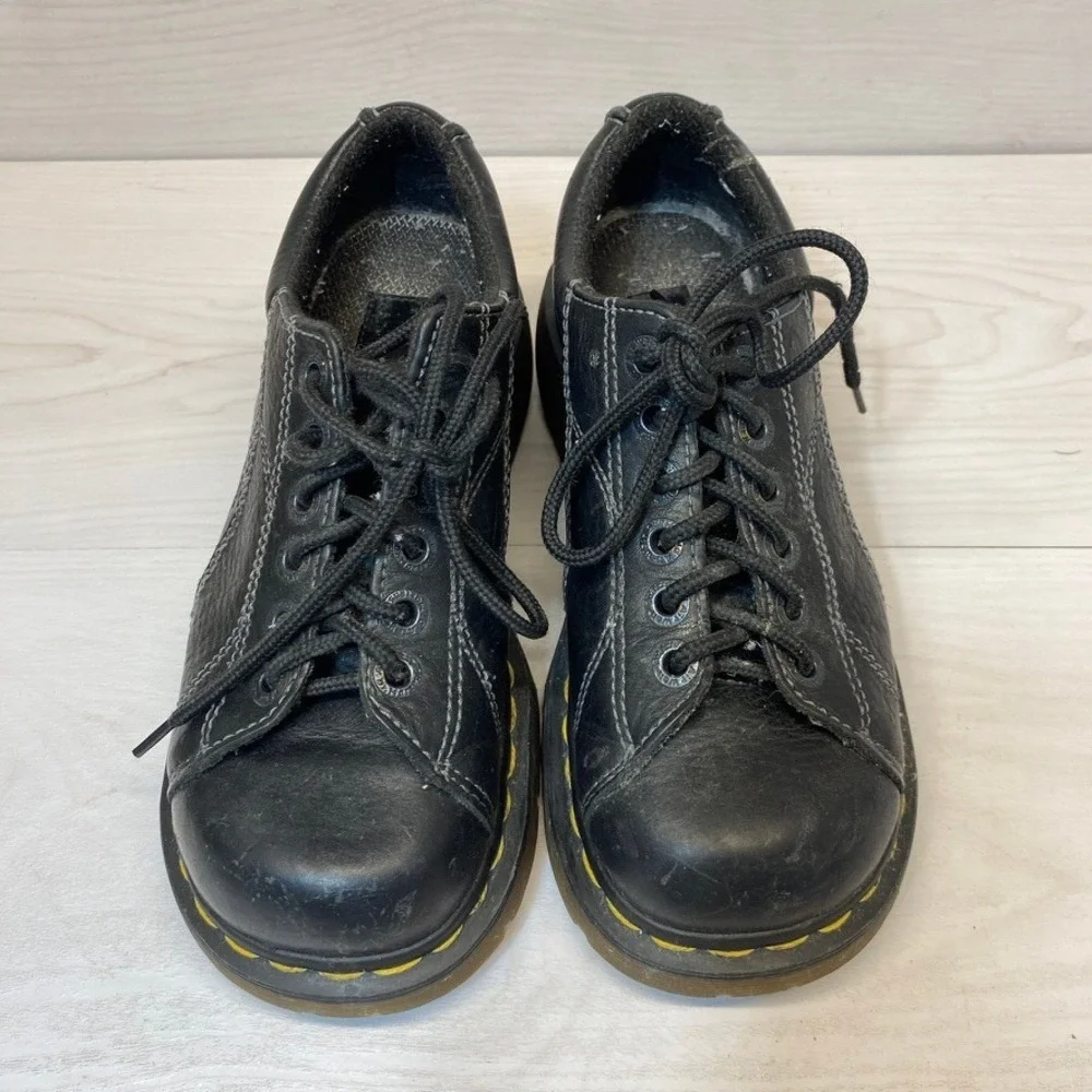 Dr. Martens Womens 7 Oxford Shoes Daisy Platform Chunky Black Leather Vintage